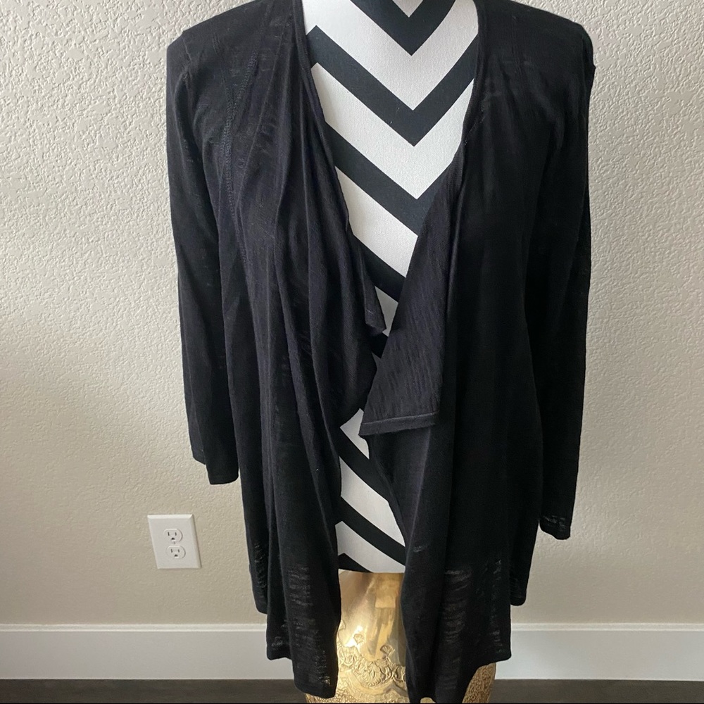 Cable & Gauge || black cotton waterfall cardigan